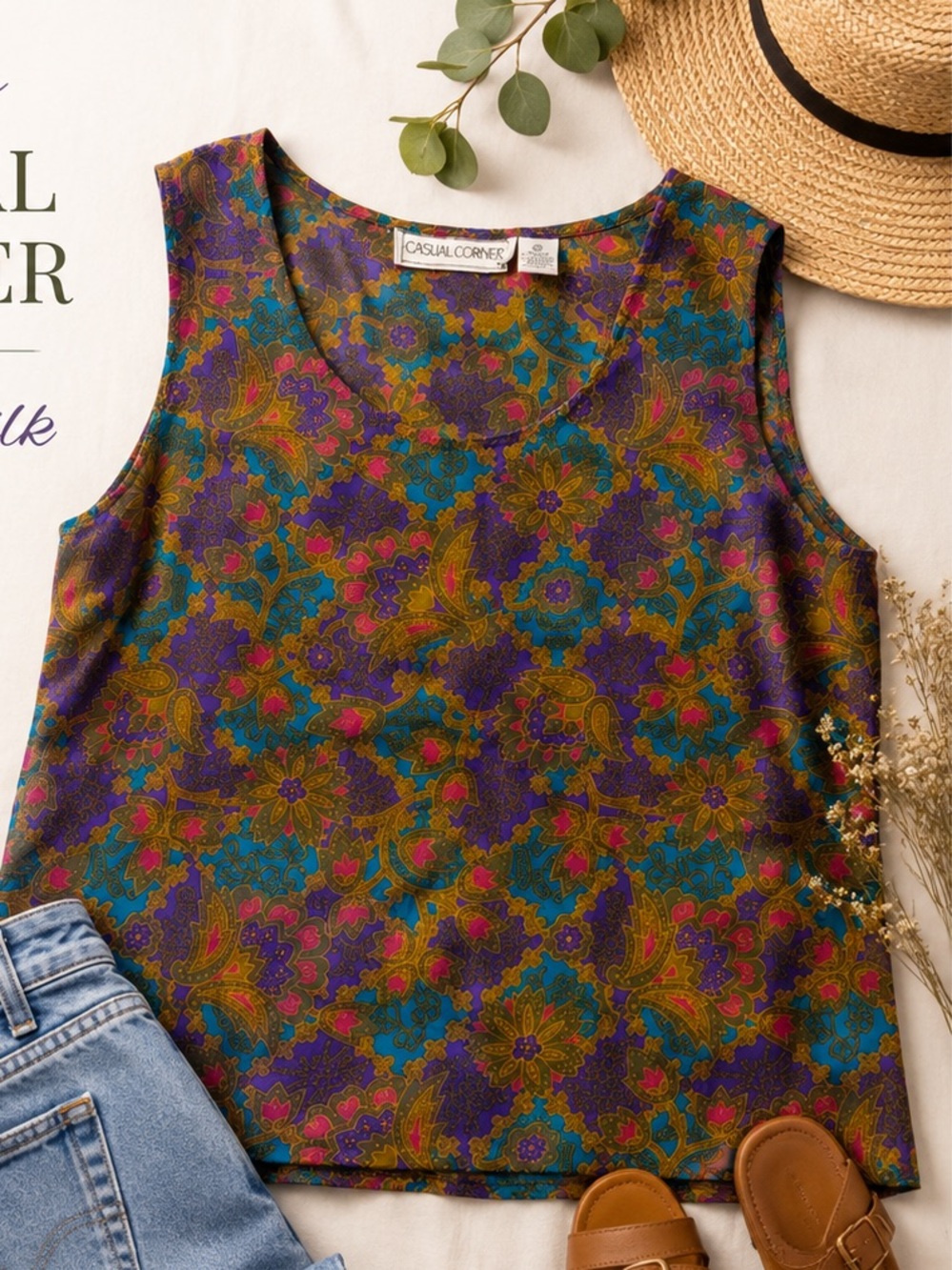 r 100% Silk Paisley Tank Blouse – Small